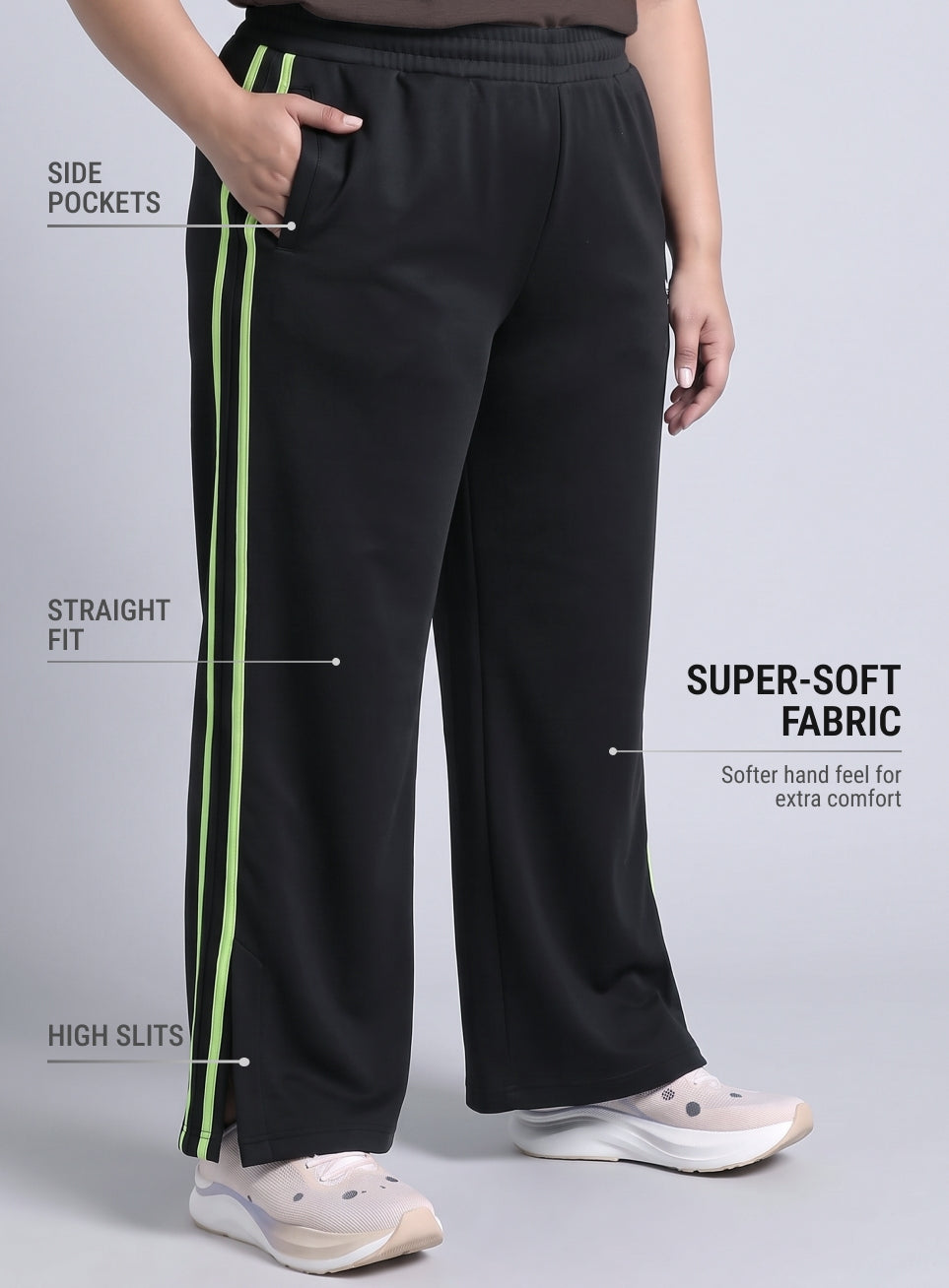 Women's Black Plus Size Elevated Athleisure Trackpants