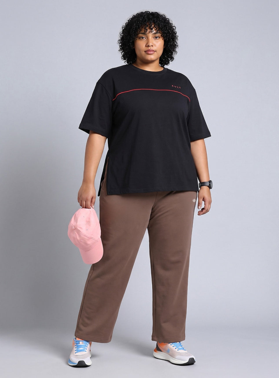 Women's Brown Plus Size Athleisure Trackpants