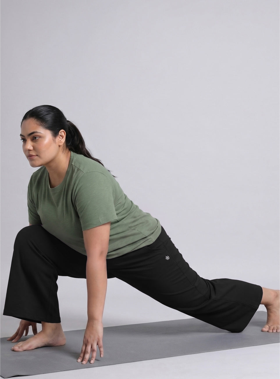 Women's Black Flow Yoga Plus Size Pants