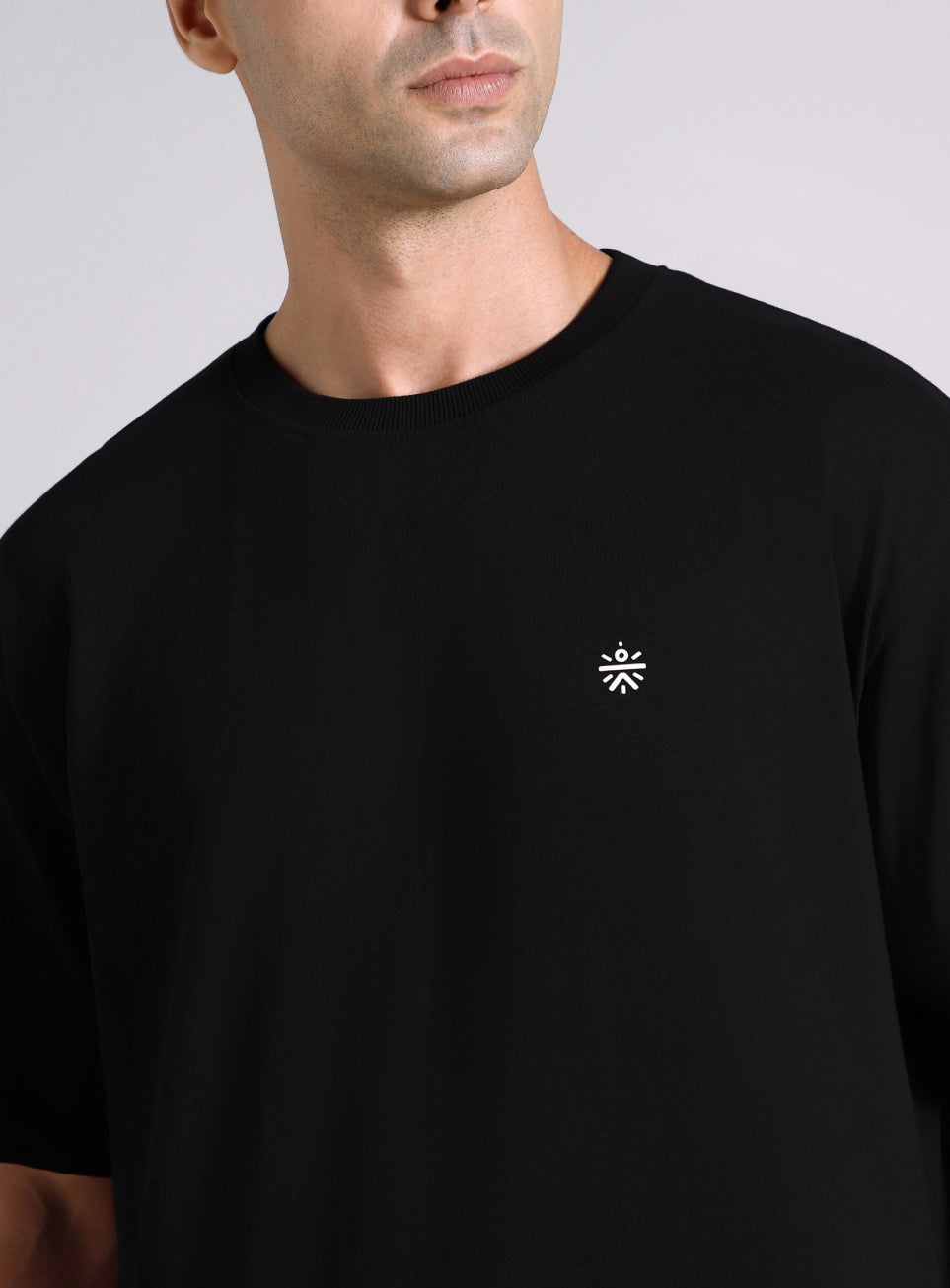 Men's Black Built-In Motion Graphic Oversized T-shirt