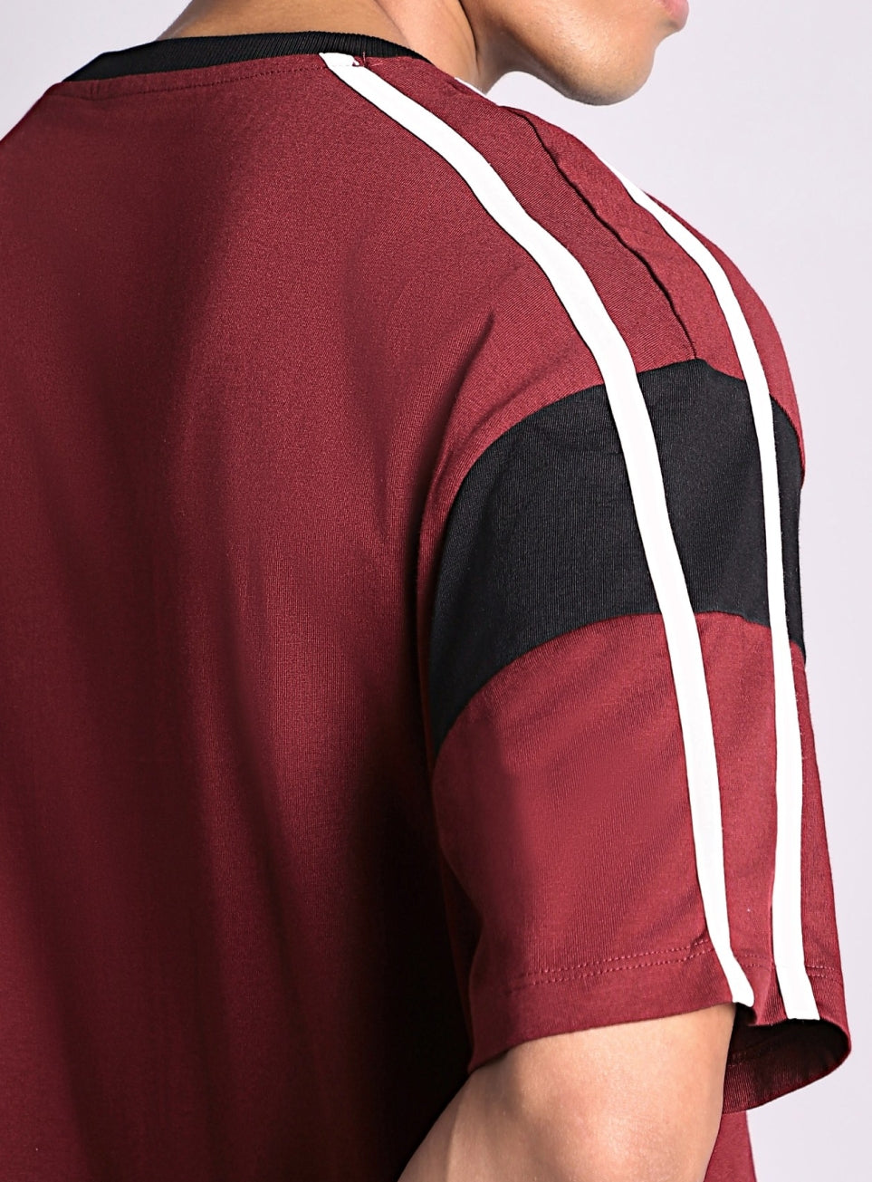 Men's Maroon Colorblock Panel T-shirt