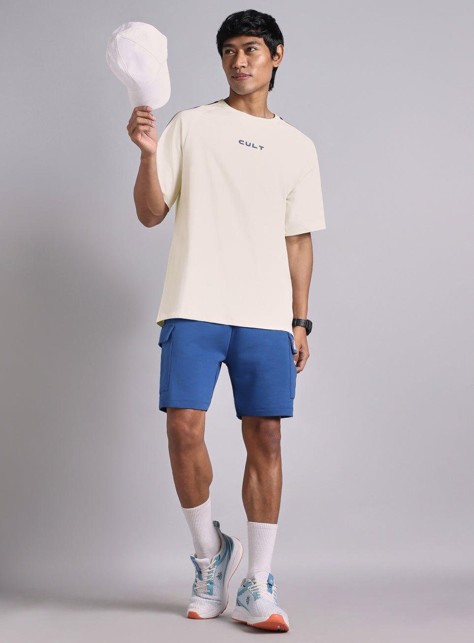 Men's Off white V-man Motion panel Oversized fit T-shirt