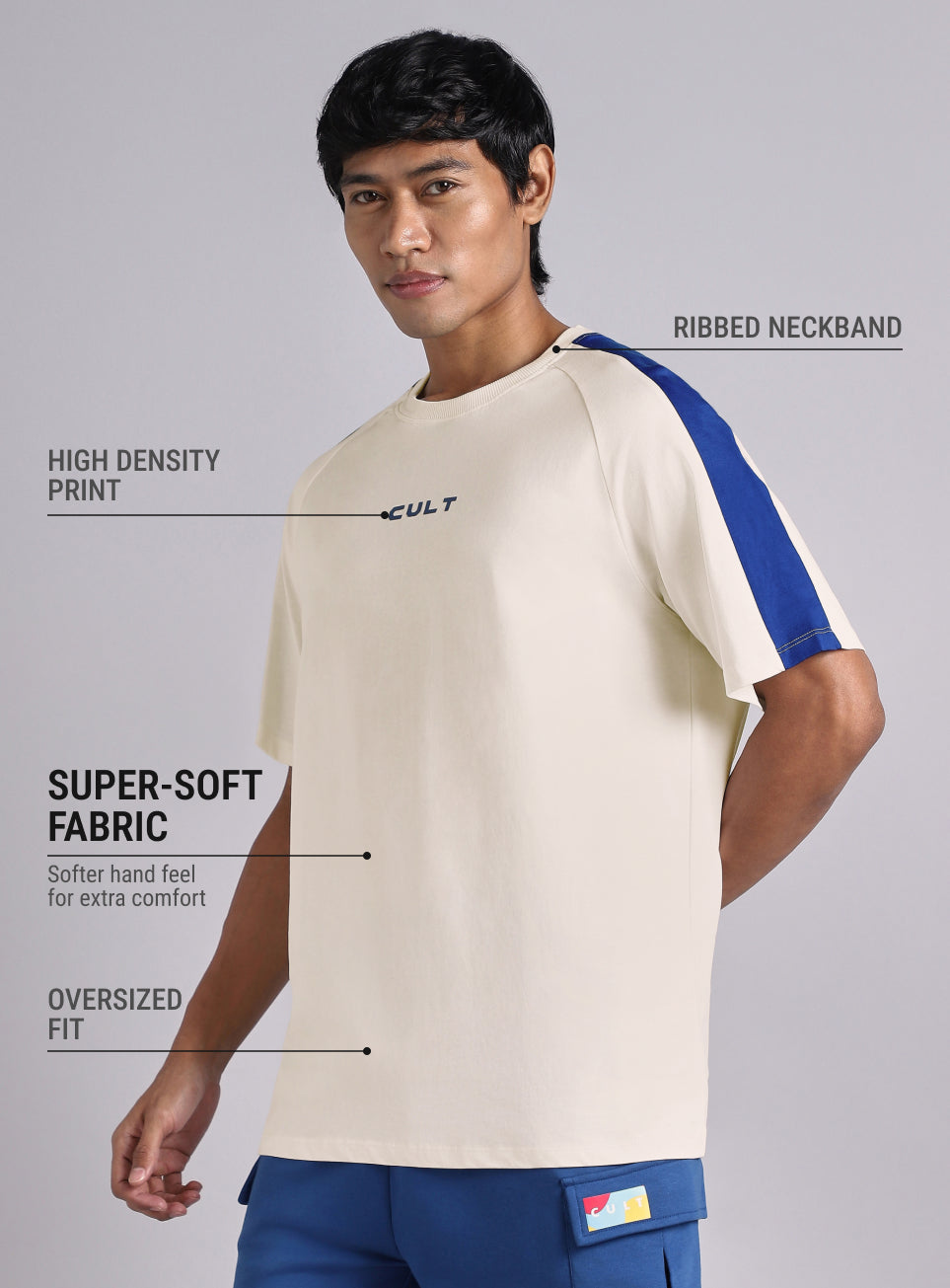 Men's Off white V-man Motion panel Oversized fit T-shirt