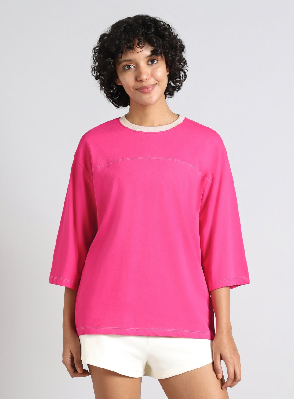 Women's Pink Transition Graphic Oversized T-shirt