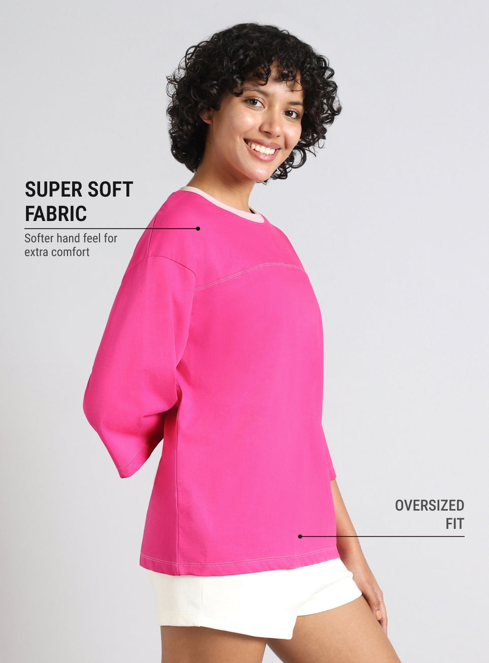 Women's Pink Transition Graphic Oversized T-shirt