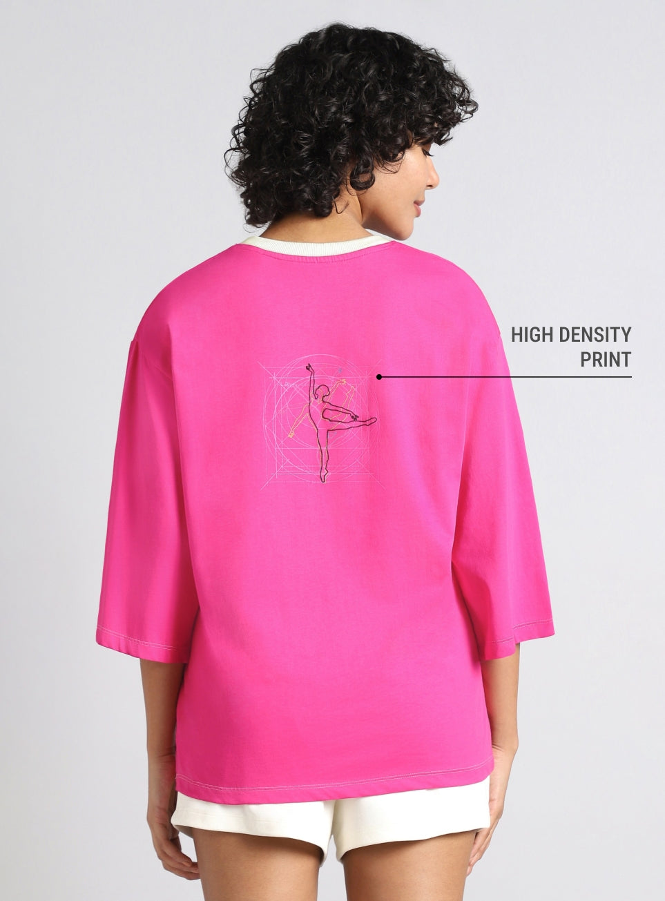 Women's Pink Transition Graphic Oversized T-shirt