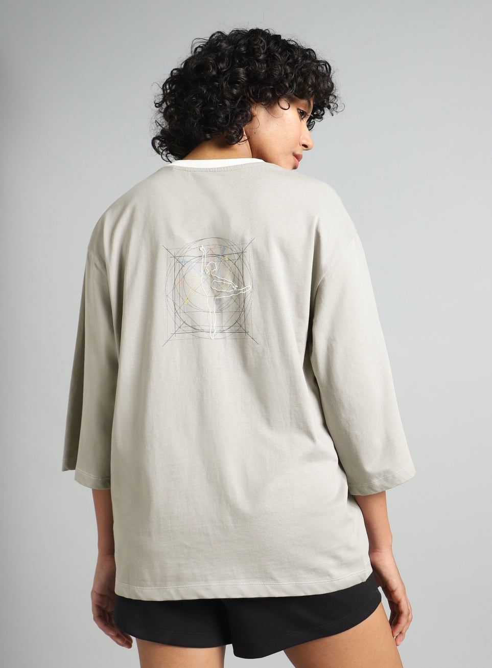 Women's Grey Transition Graphic Oversized T-shirt