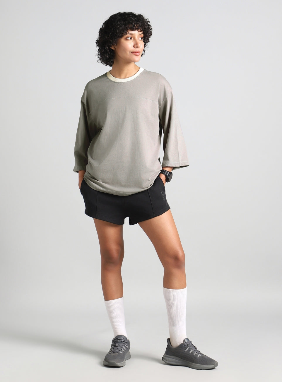 Women's Grey Transition Graphic Oversized T-shirt