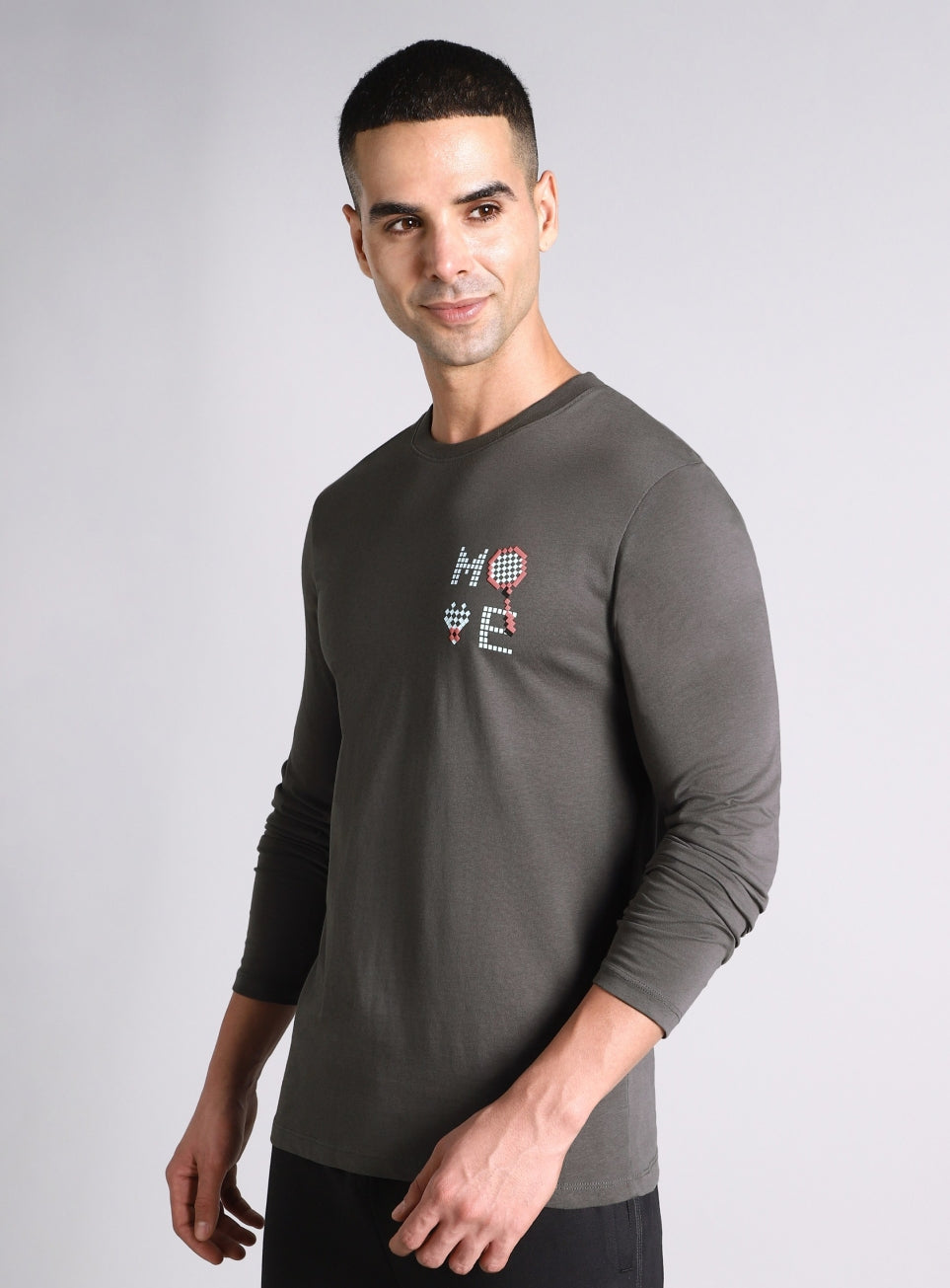 Men's Grey Courtside Print Full Sleeve T-shirt