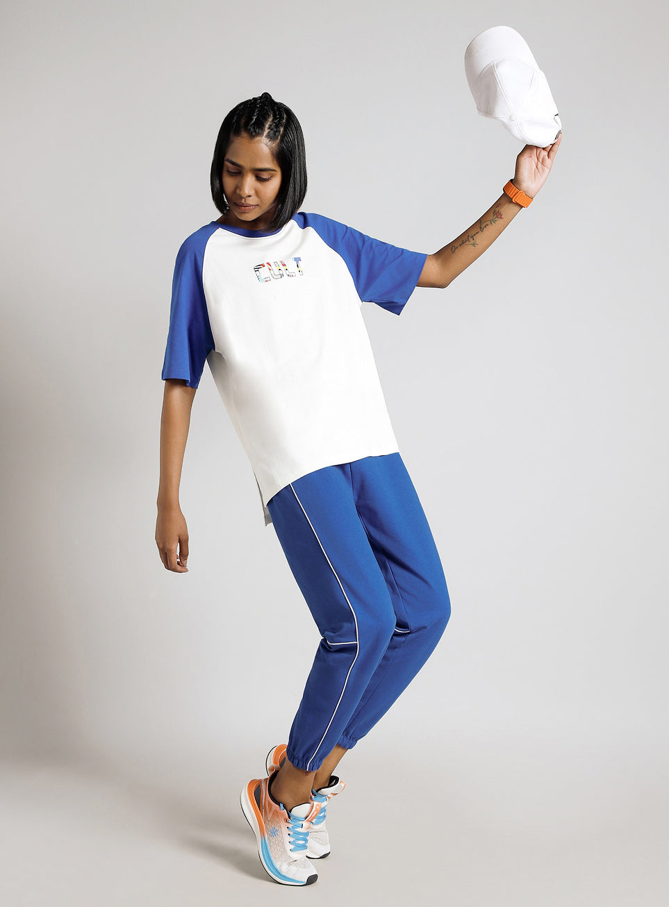 Women's Blue Panel Highlight Joggers