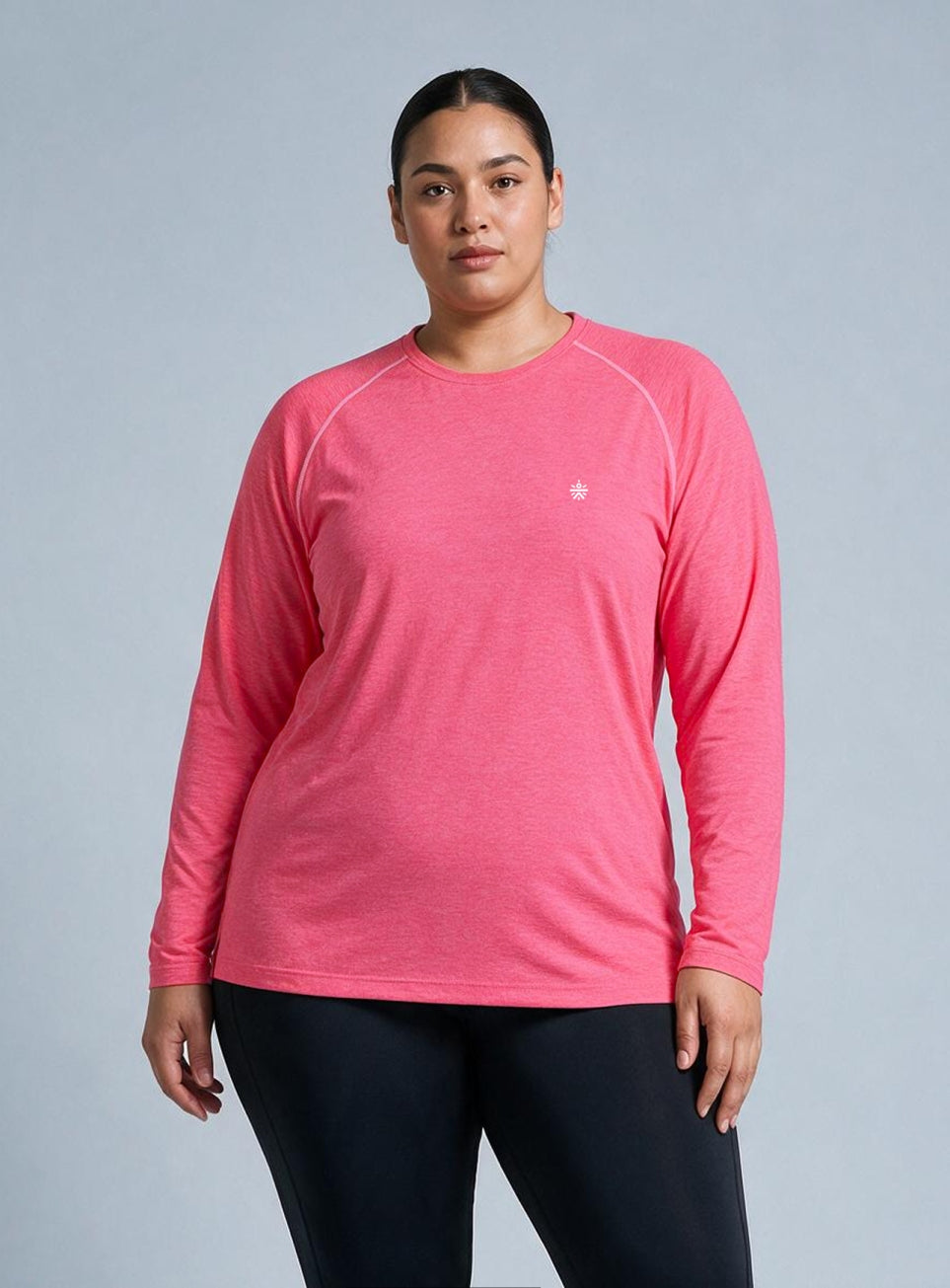 Women's Pink Training Full Sleeve Plus Size COMFORtech T-shirt