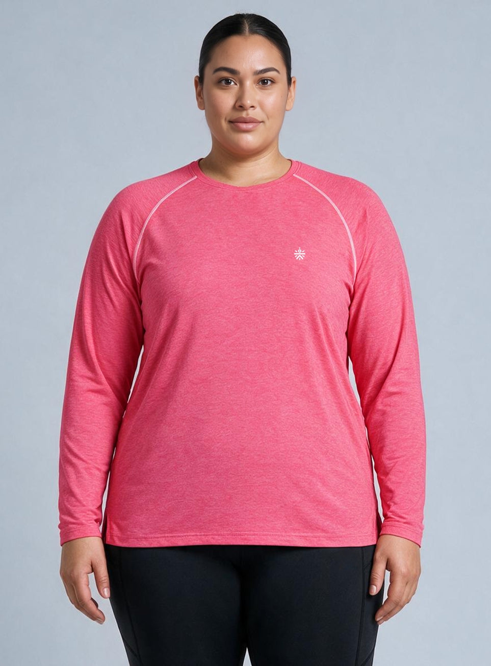 Women's Pink Training Full Sleeve Plus Size COMFORtech T-shirt