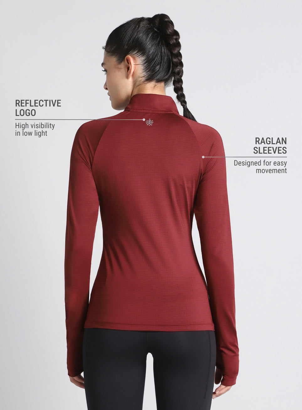 Women's Maroon After Dark Full Sleeve Running T-shirt