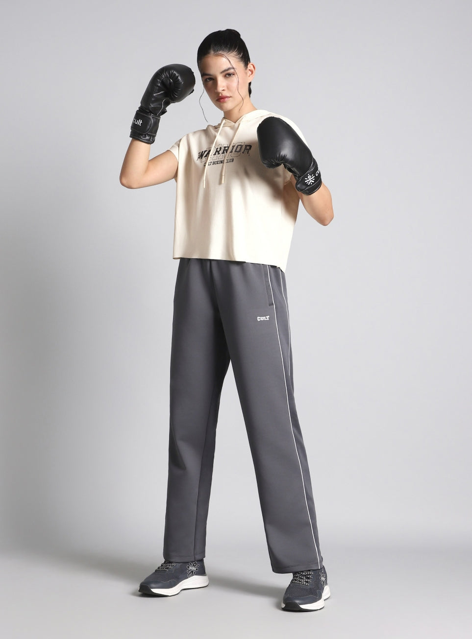 Women's White Combat Training Hoodie Boxy Fit T-shirt
