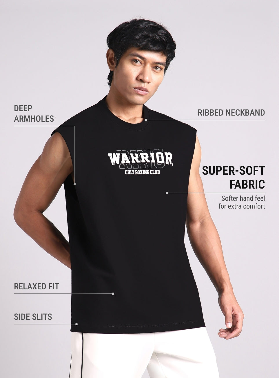 Men's Black Ring Warrior Boxing Relaxed Fit Tank