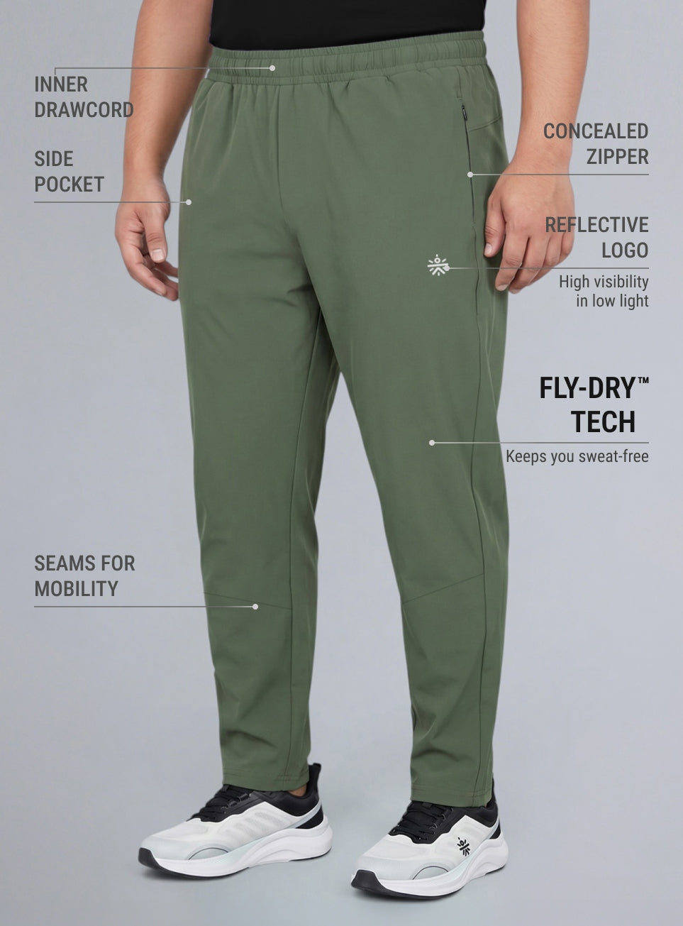 Men's Olive Runner's Essential Plus Size Trackpants