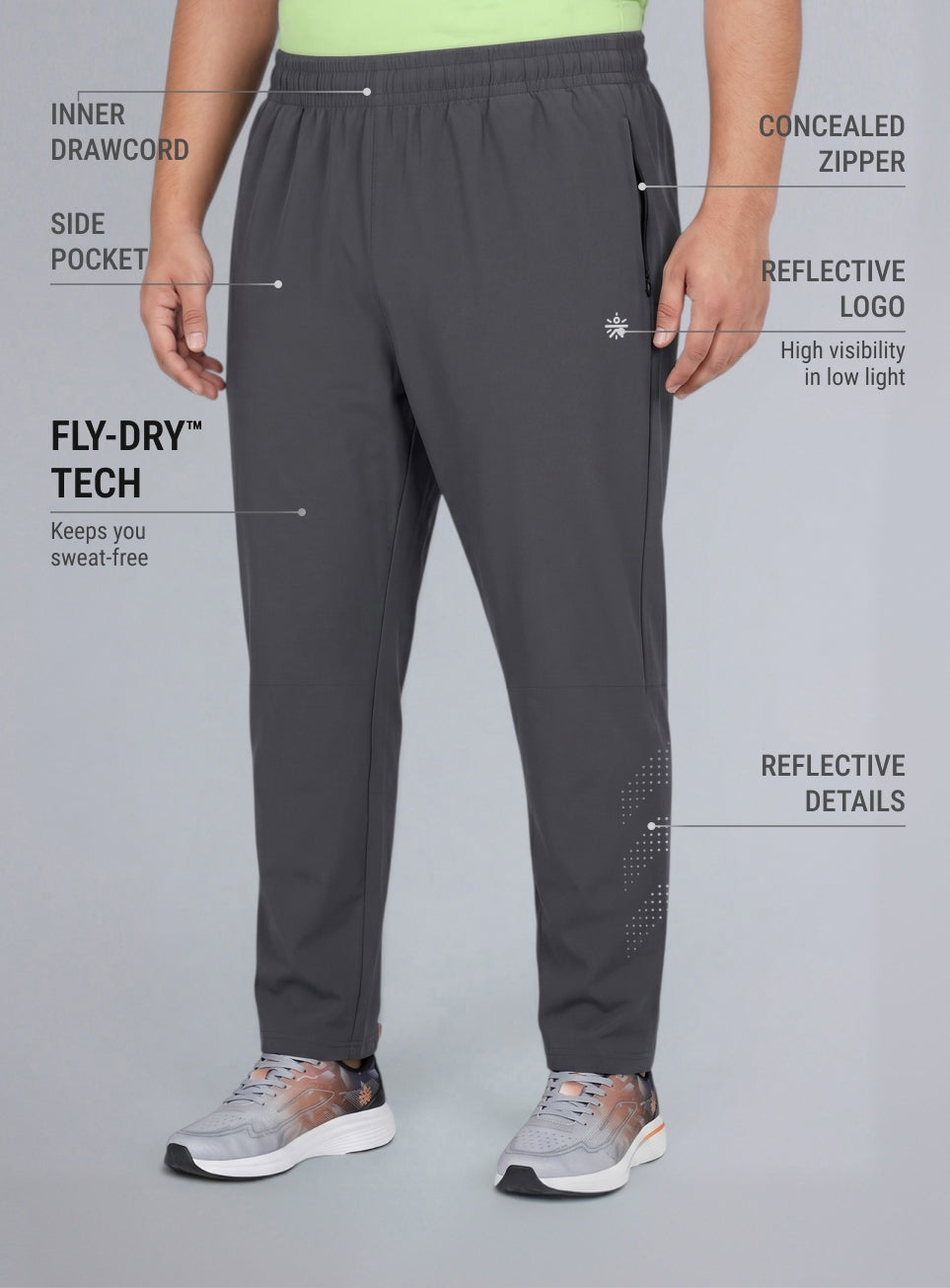Men's Grey Ultimate Running Plus Size Trackpants