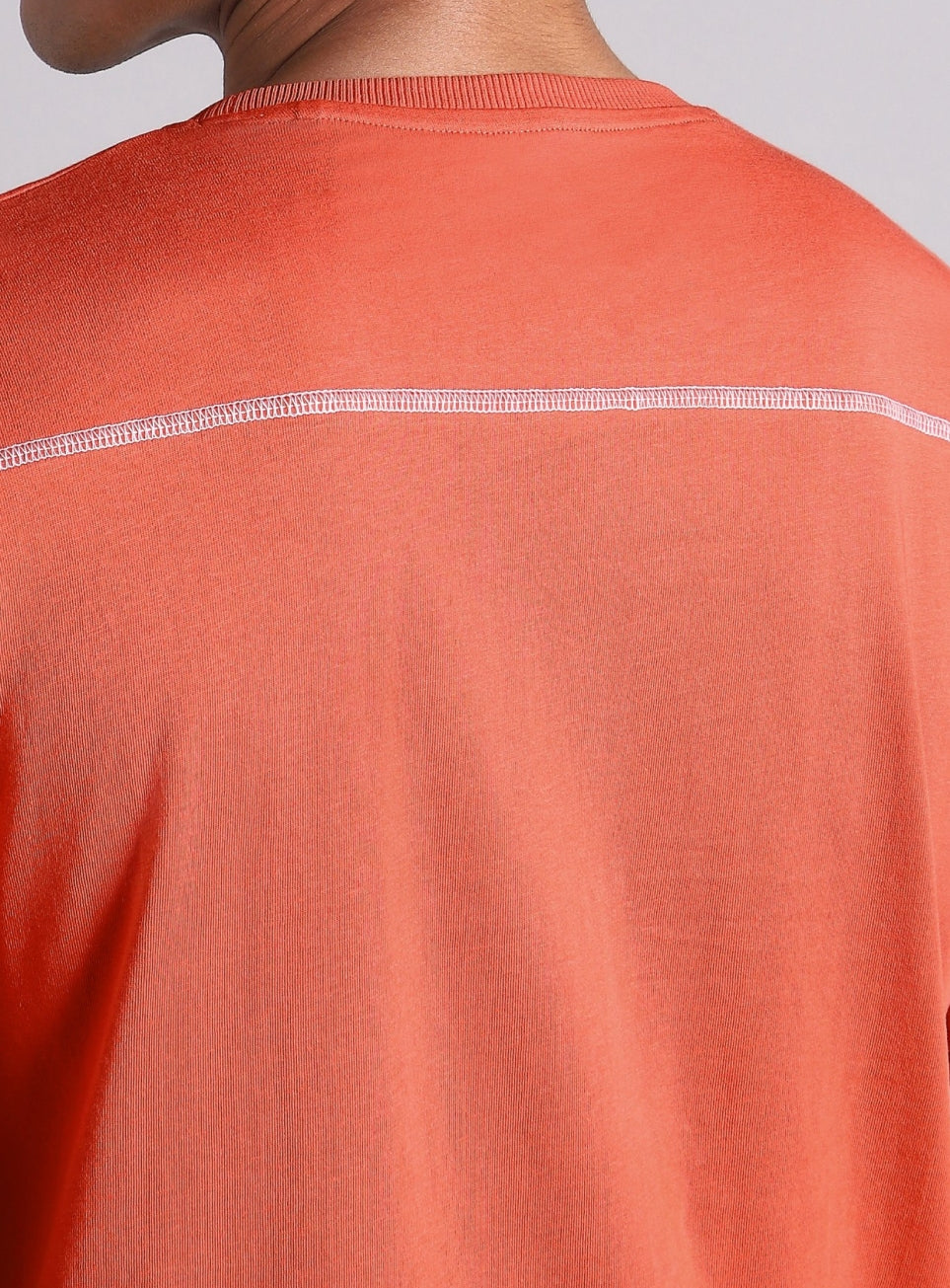 Men's Orange V-Man Miniature Print T-shirt