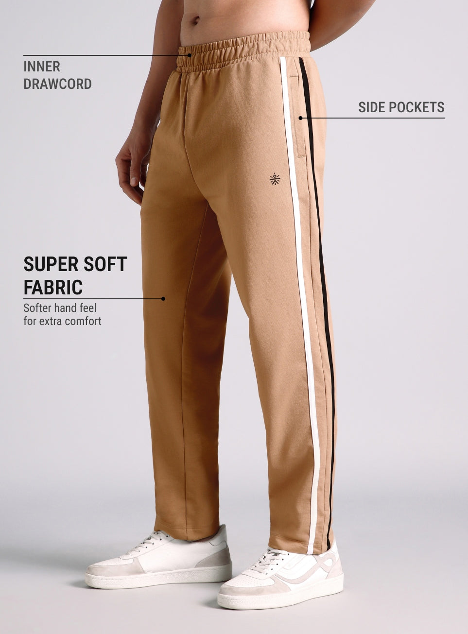 Men's Beige Contrast Playday Trackpants