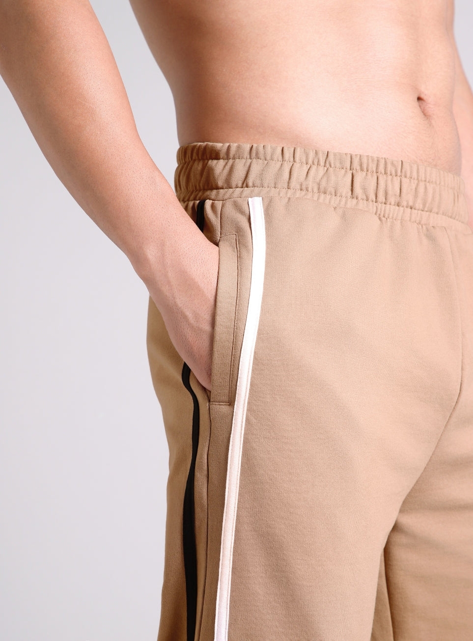 Men's Beige Contrast Playday Trackpants