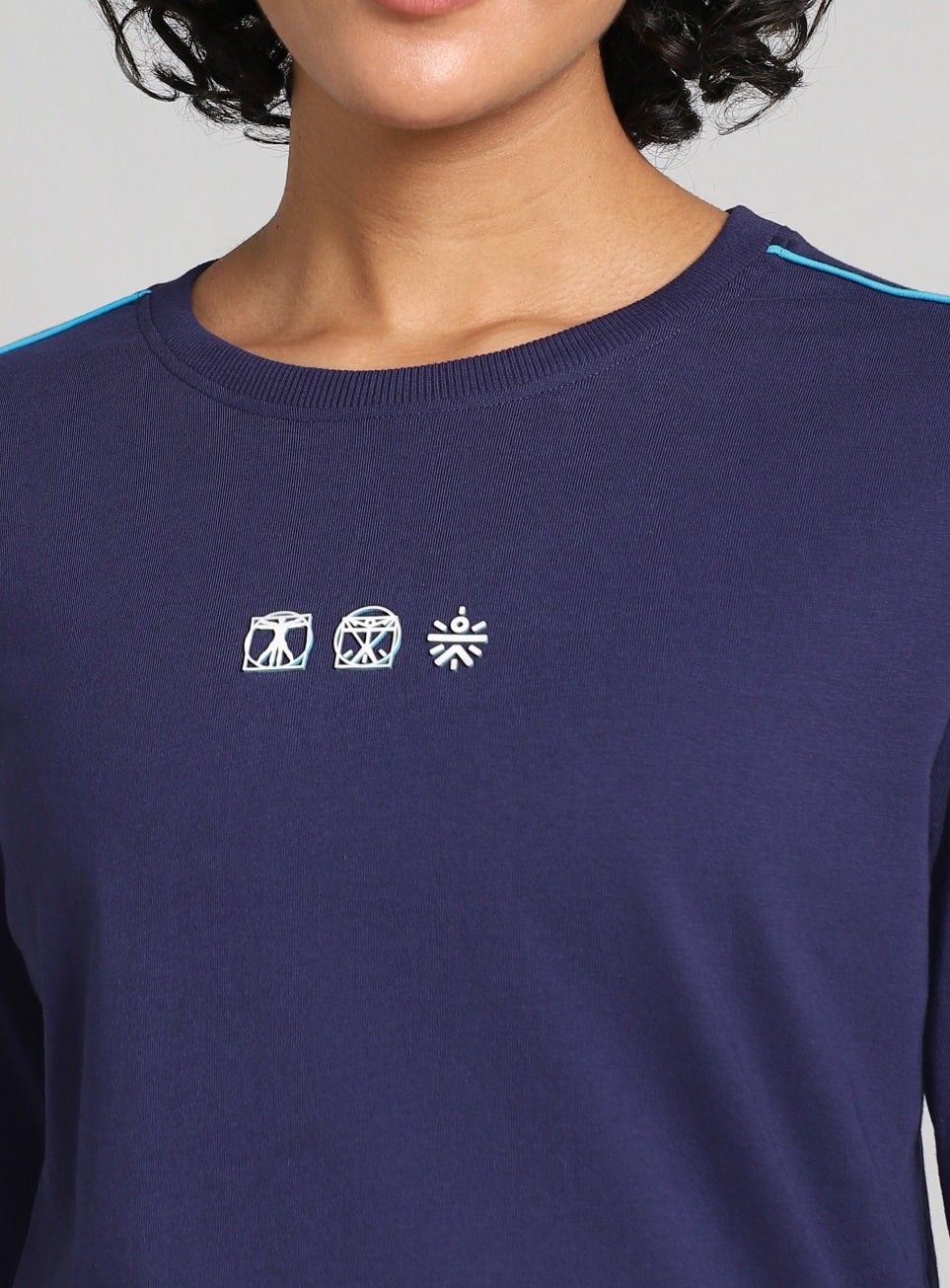 Women's Navy Logo Mania Full Sleeve T-shirt