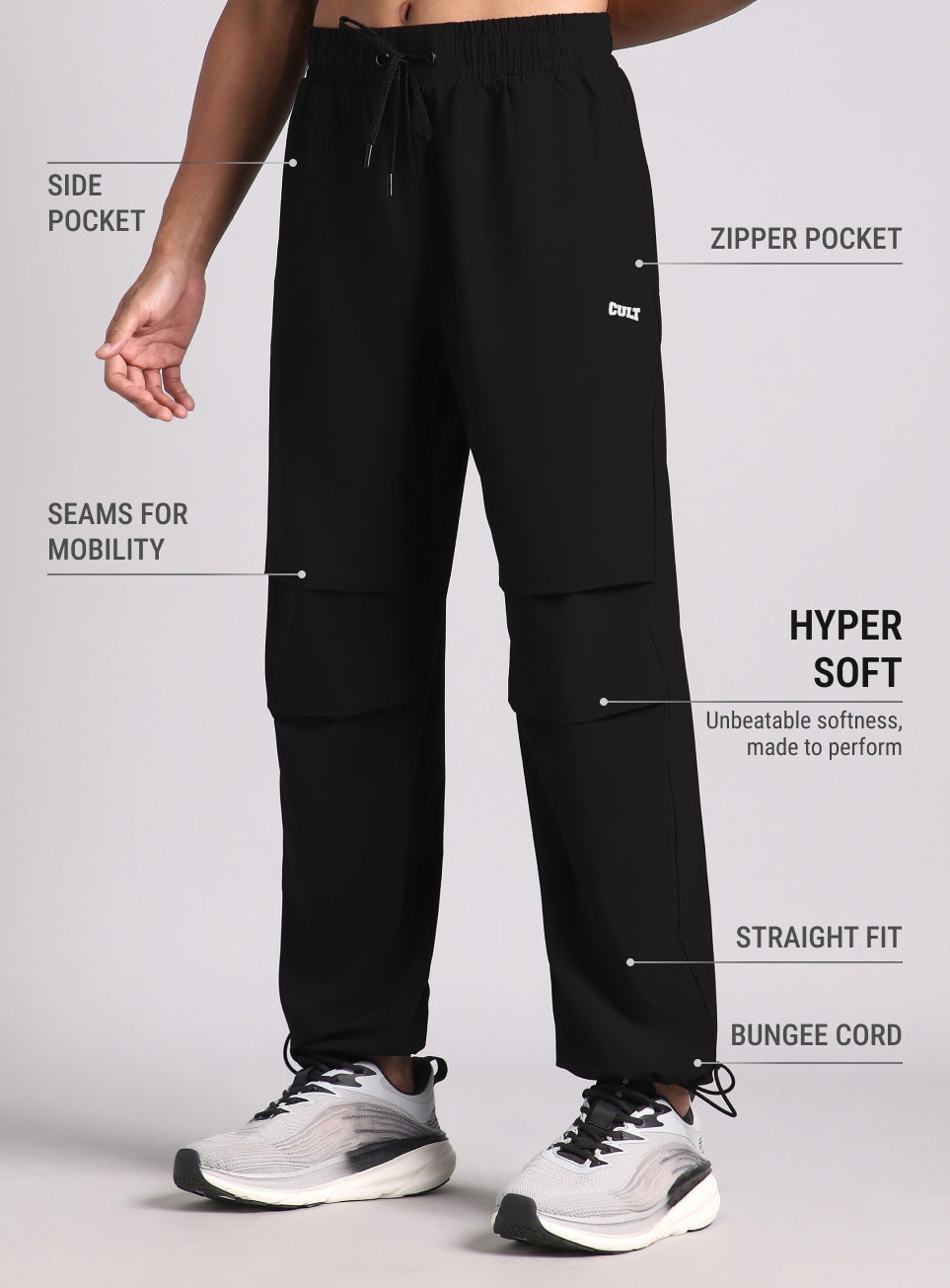 Men's True Black Training Combat Trackpants