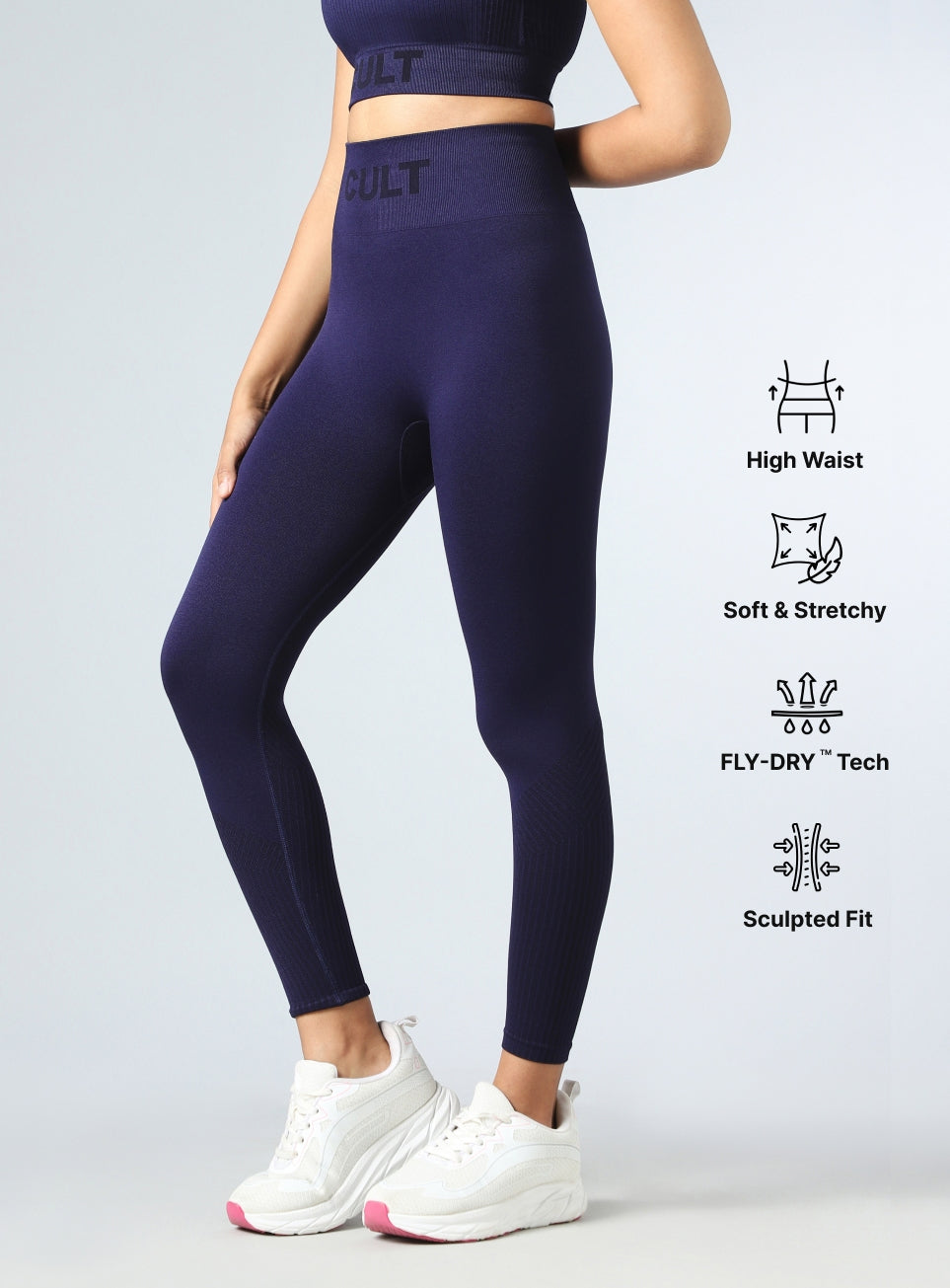 Women's Navy Power Move Seamless Tights
