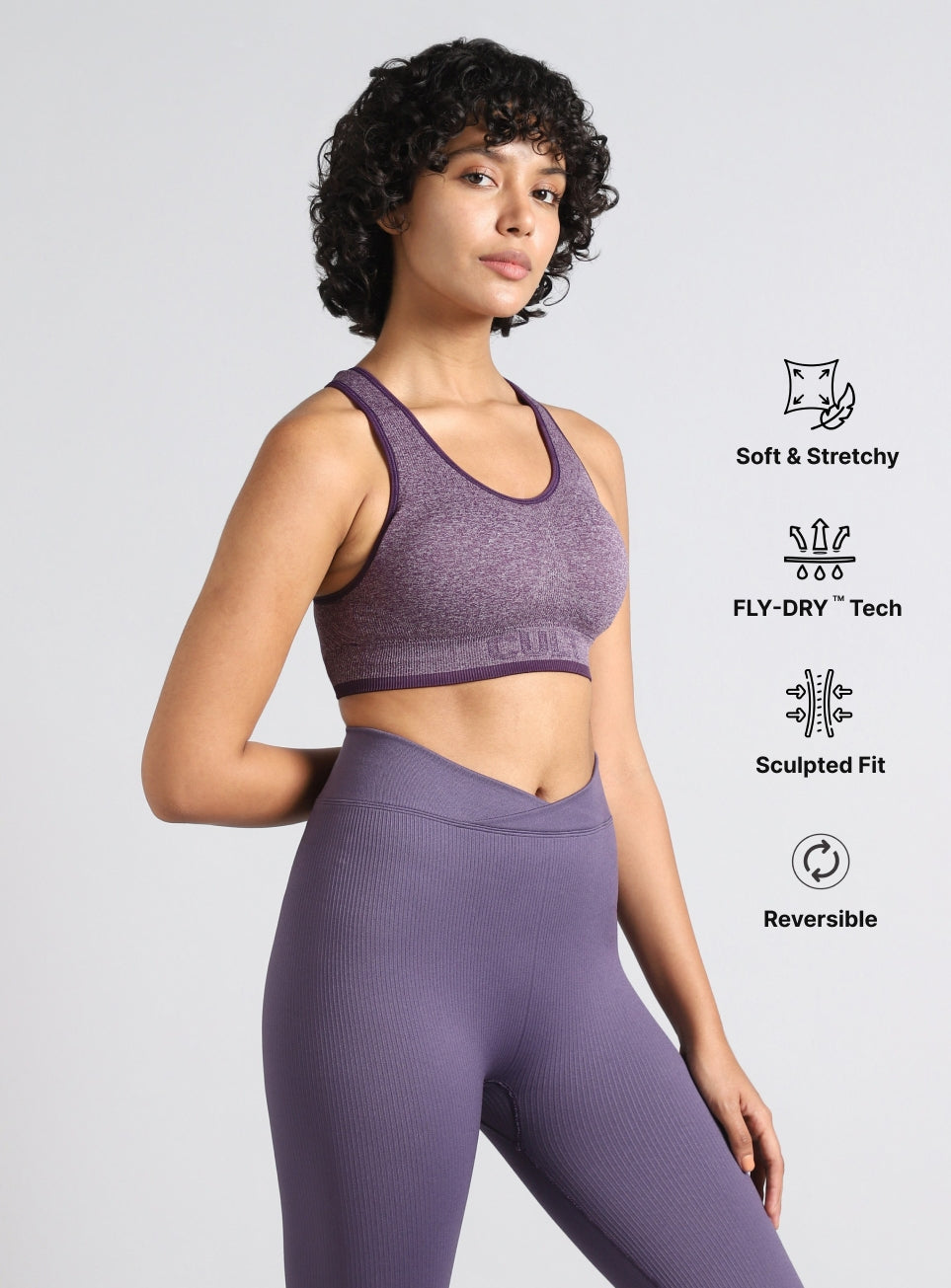 Women's Purple Medium Support Seamless Reversible Bra