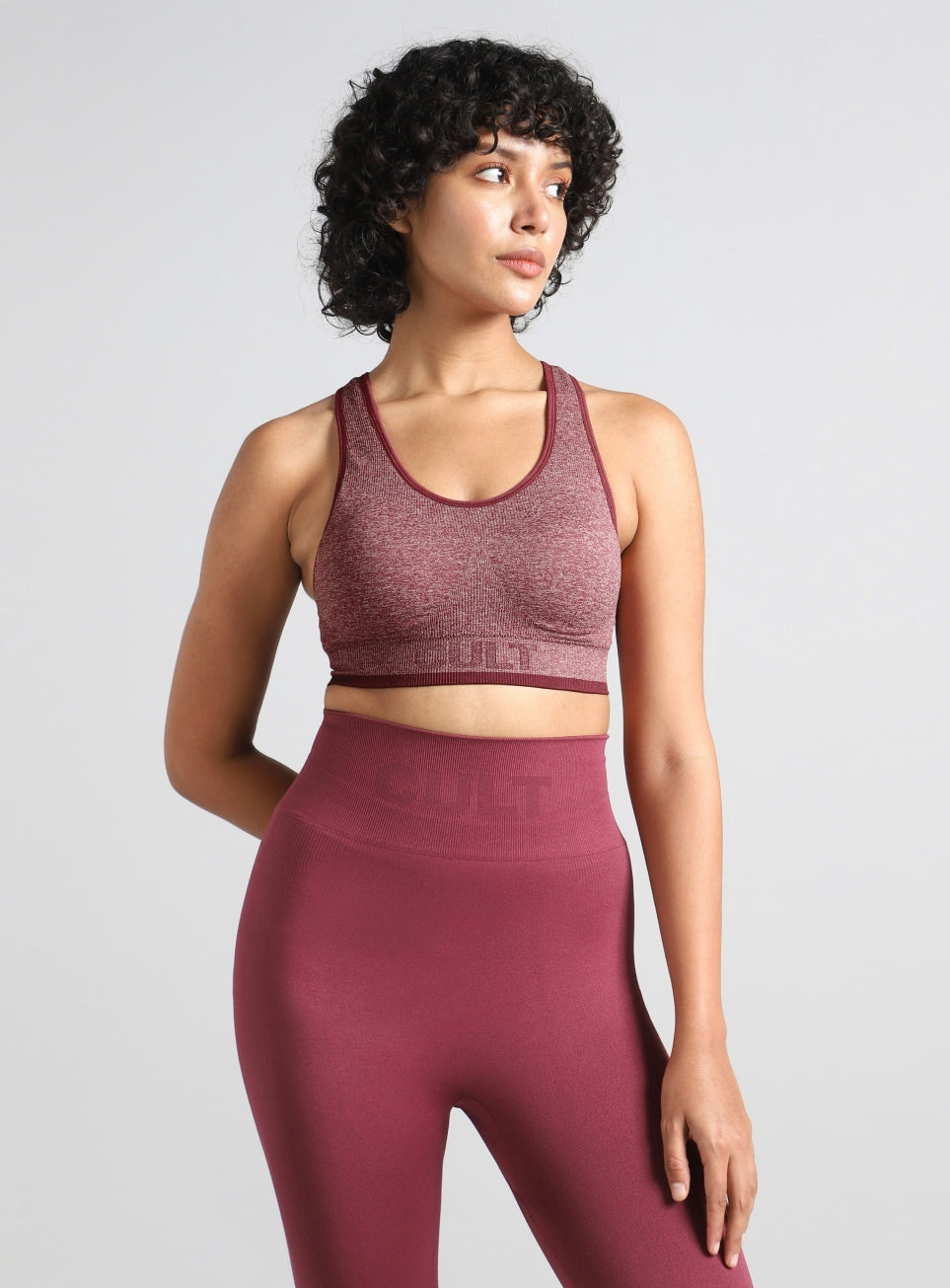 Women's Maroon Medium Support Seamless Reversible Bra