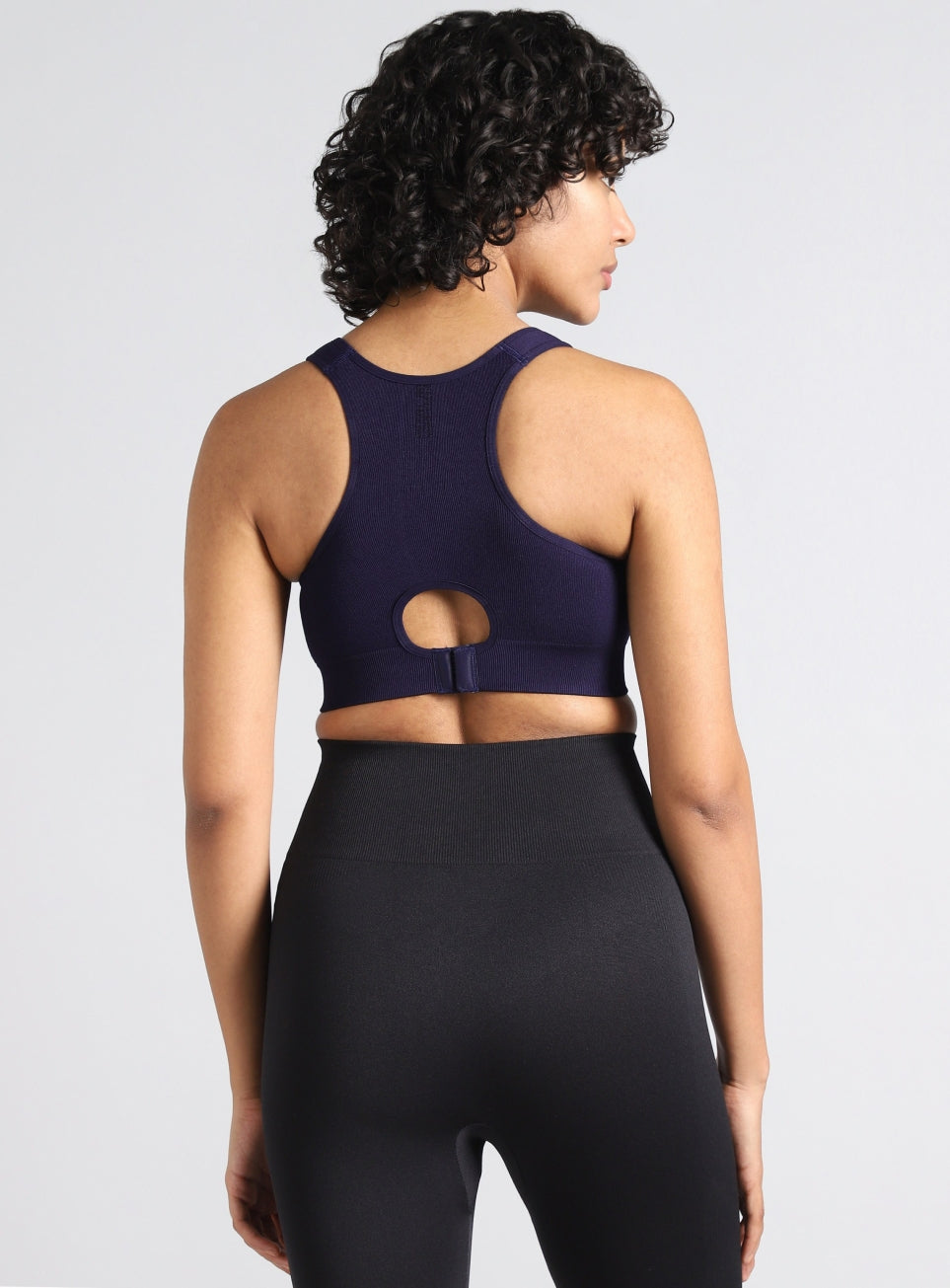 Women's Navy Medium Support Seamless Self Design Bra