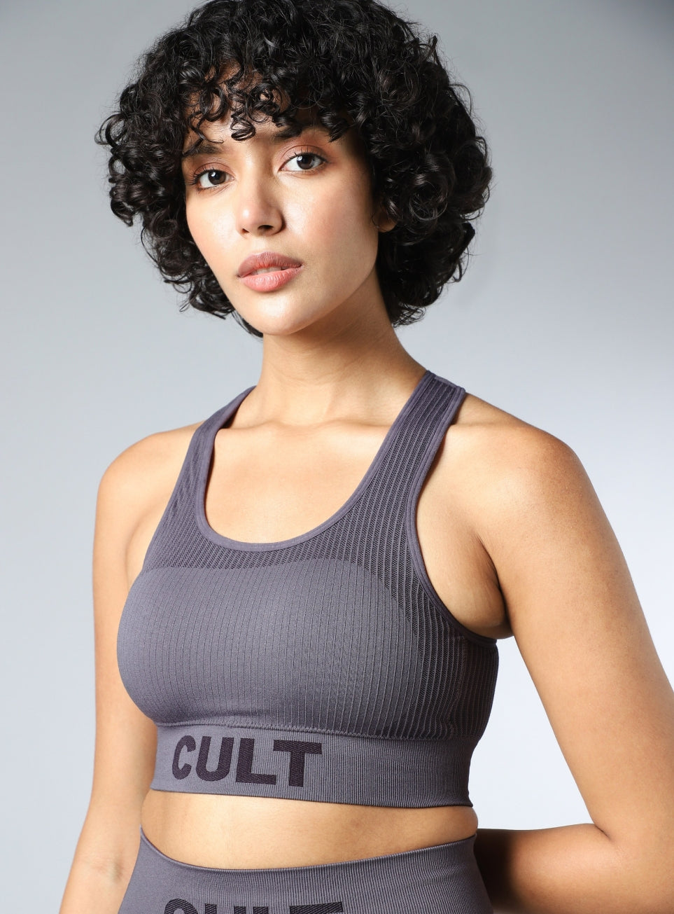 Women's Grey Powerflow Medium Support Seamless Bra
