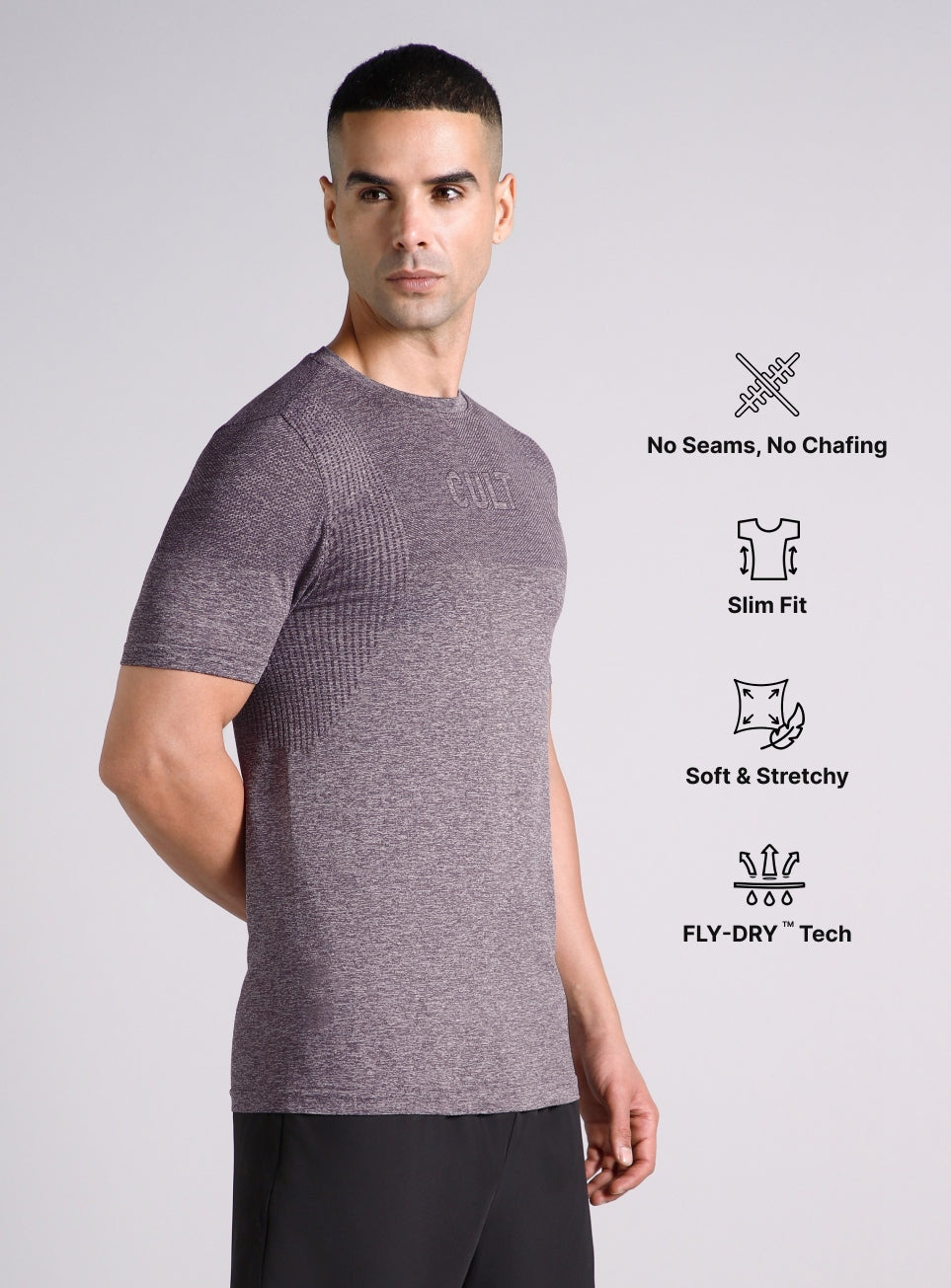 Men's Grey Contour Seamless T-shirt