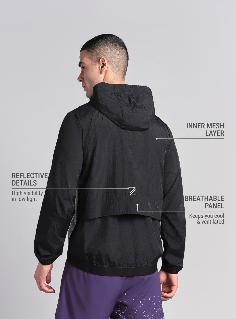 Men's Black Air Vents Running Jacket
