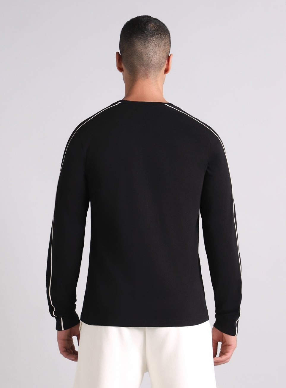Men's Black V-Man Cult Graphic Print Full Sleeve T-shirt