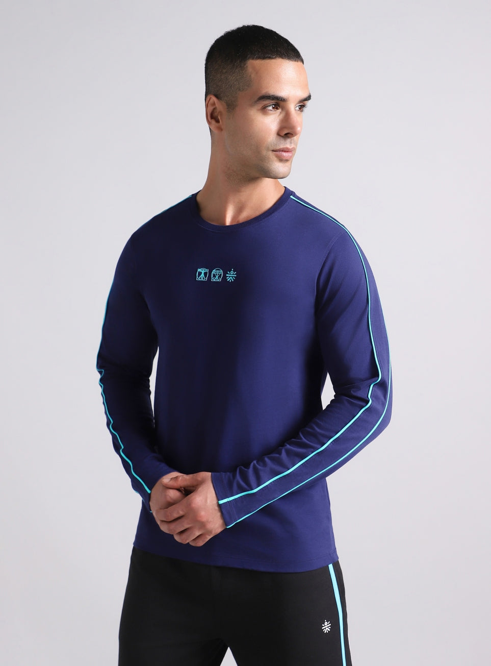 Men's Navy V-Man Cult Graphic Print Full Sleeve T-shirt