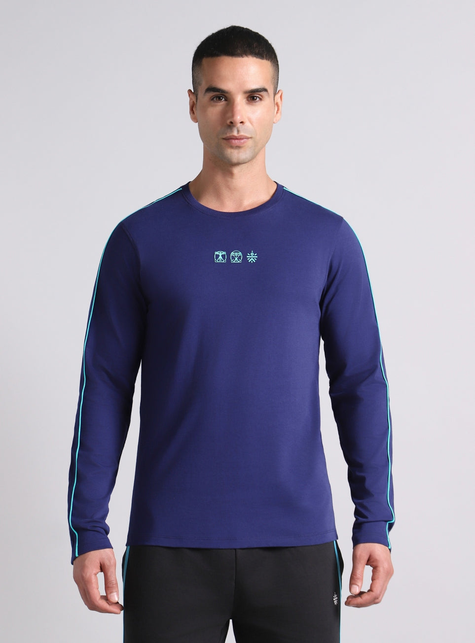 Men's Navy V-Man Cult Graphic Print Full Sleeve T-shirt