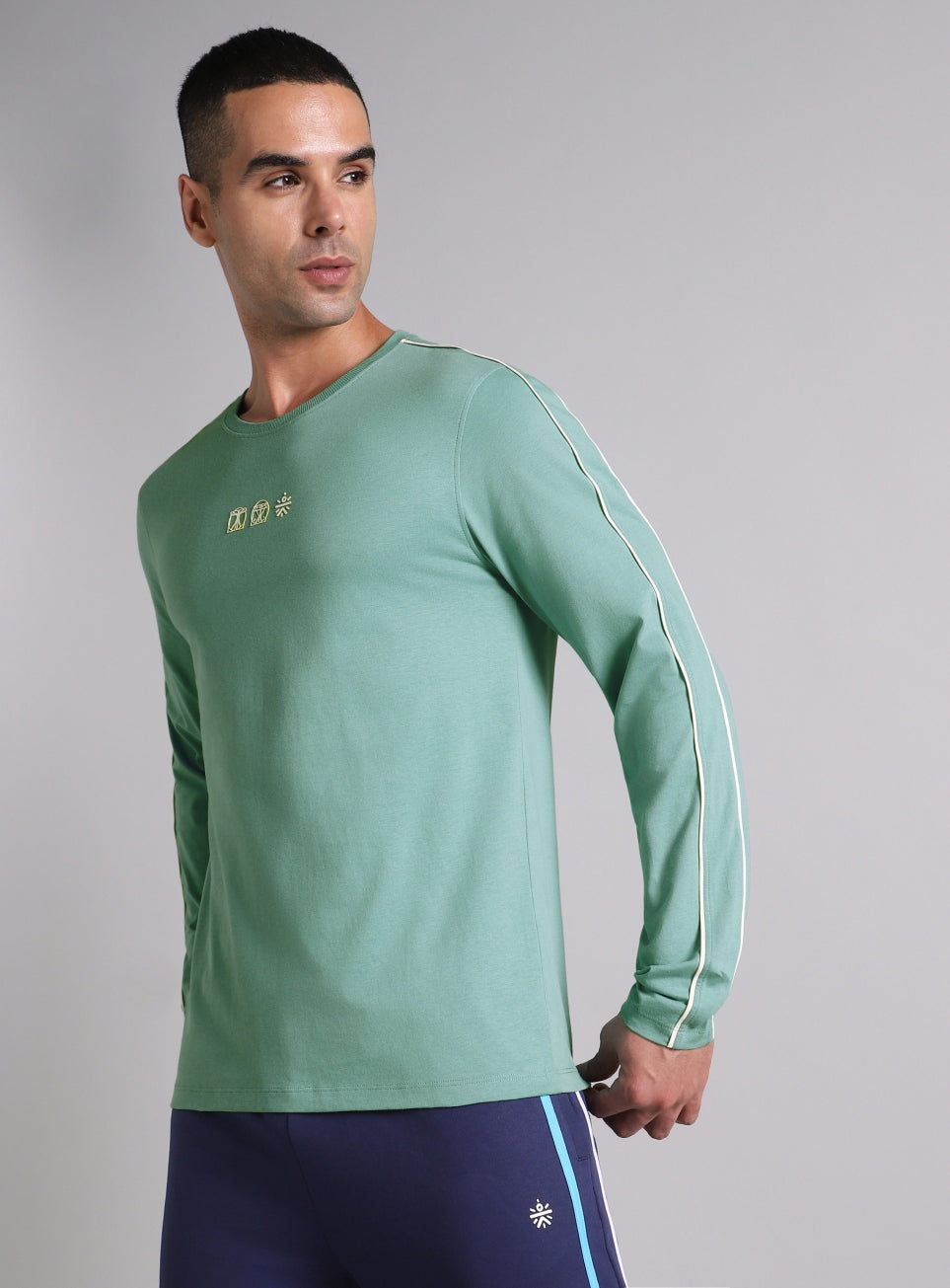 Men's Green V-Man Cult Graphic Print Full Sleeve T-shirt