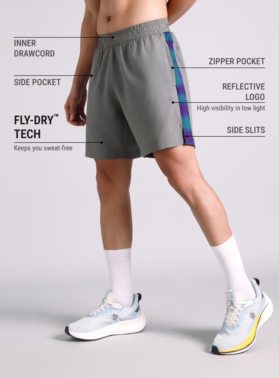 Men's Grey Halo Night Run Shorts