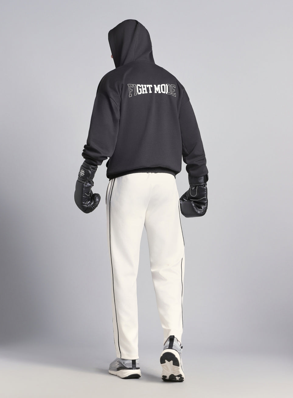 Men's Grey Combat Training Relaxed Fit Hooded Jacket