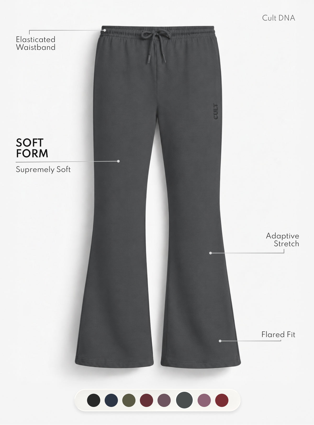 Women's Dark Grey Soft Form Flow Flared Pants