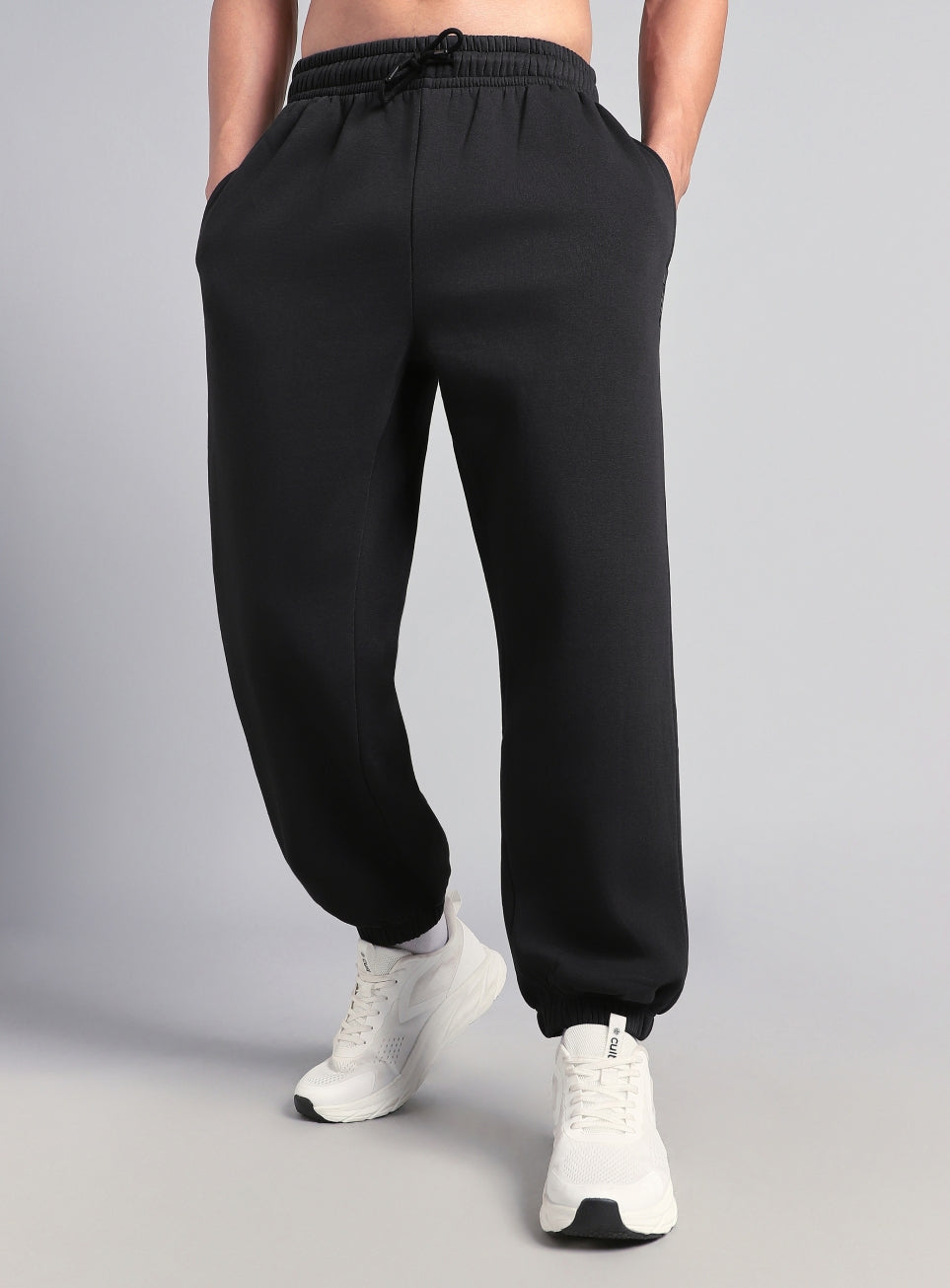 Men's Black Luxe Fleece Comfort Relaxed Fit Joggers