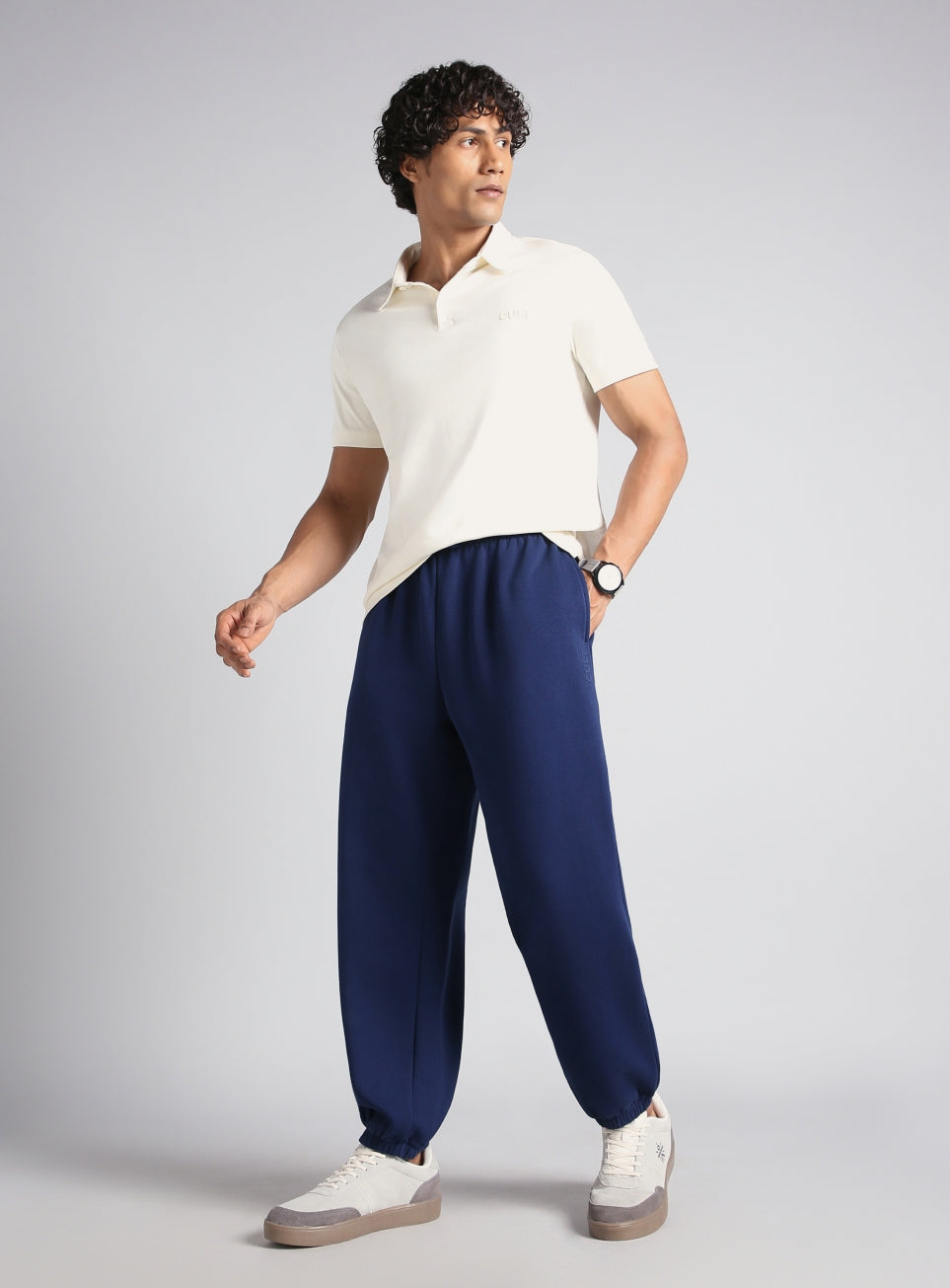 Men's Navy Luxe Fleece Comfort Relaxed Fit Joggers