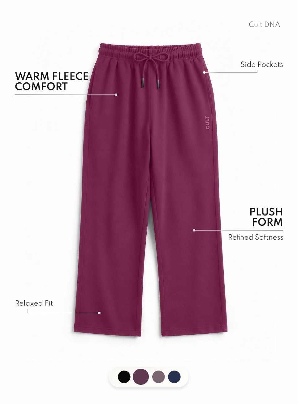 Men's Plum Luxe Fleece Relaxed Fit Trackpants
