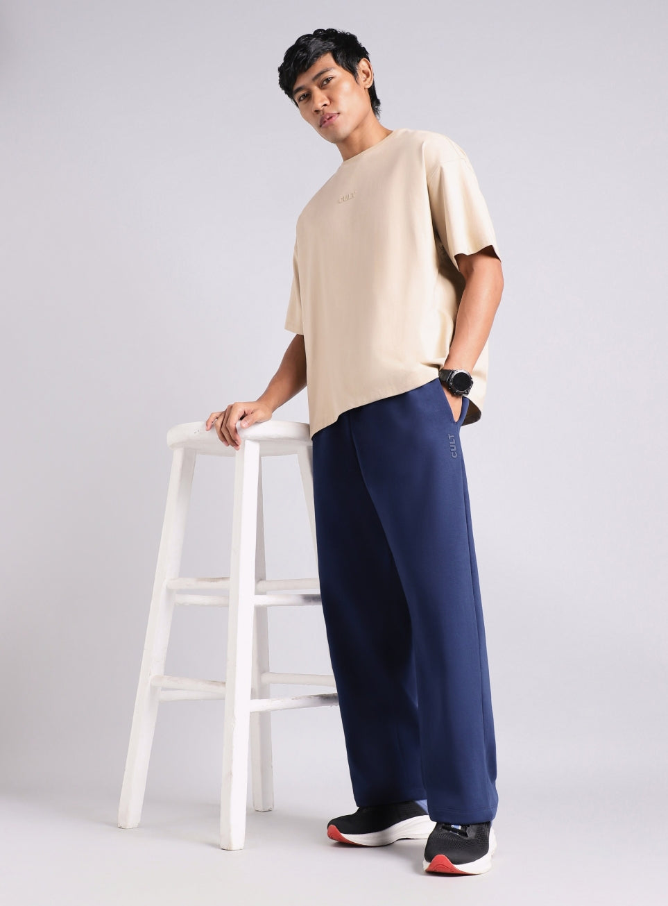Men's Navy Luxe Fleece Relaxed Fit Trackpants