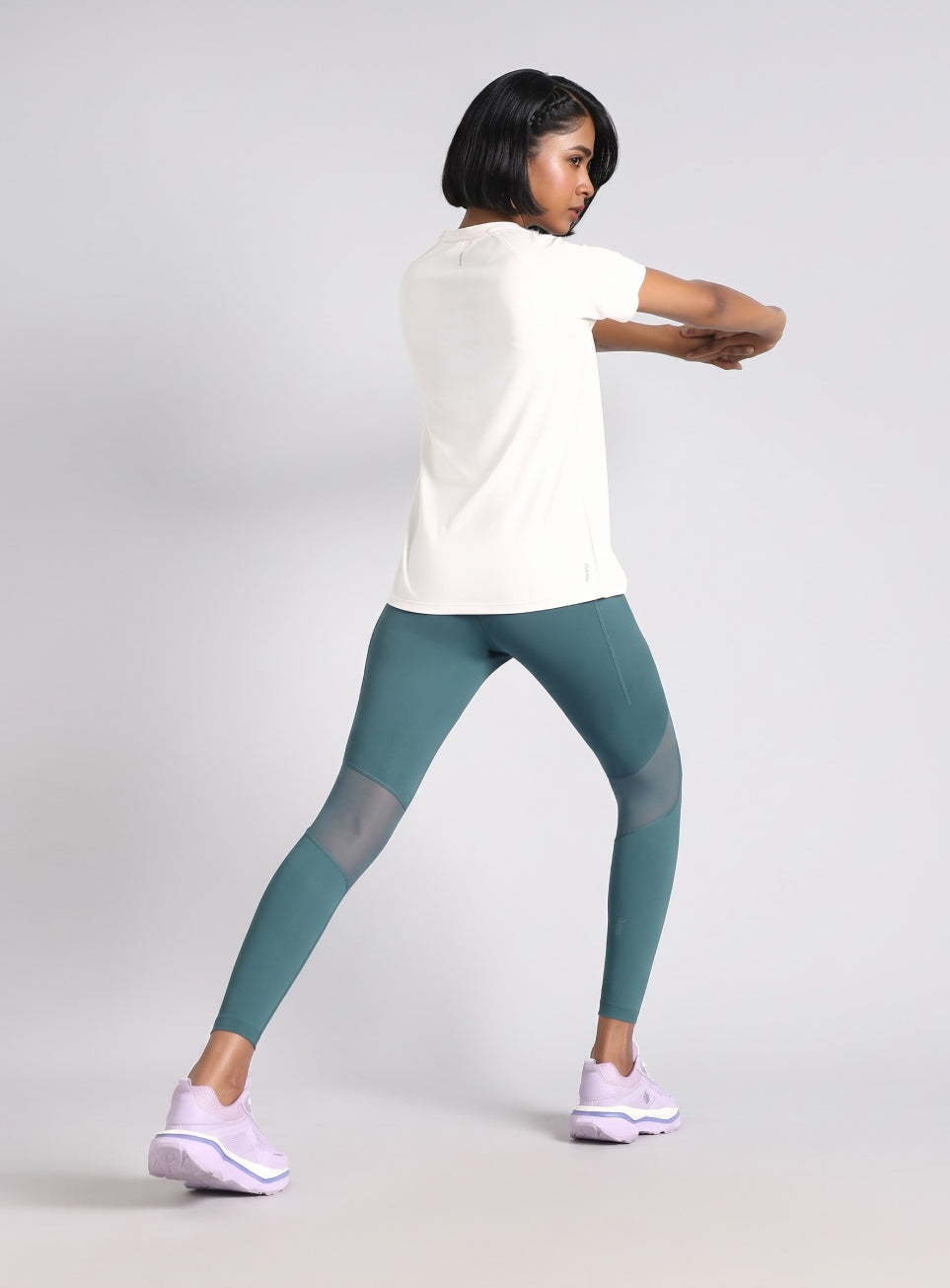 Women's Green Mesh Motion Pro Running Tights