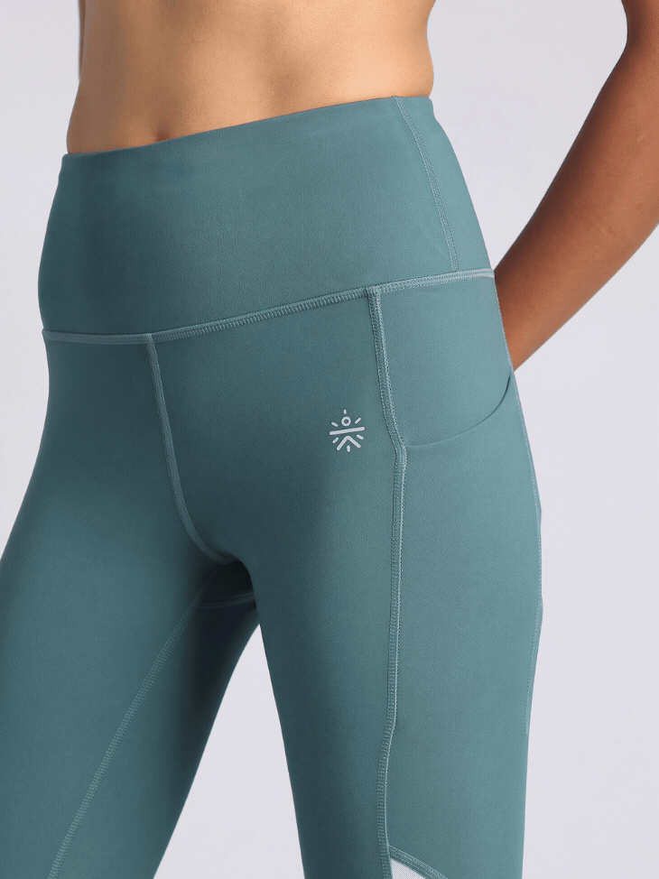 Women's Green Mesh Motion Pro Running Tights