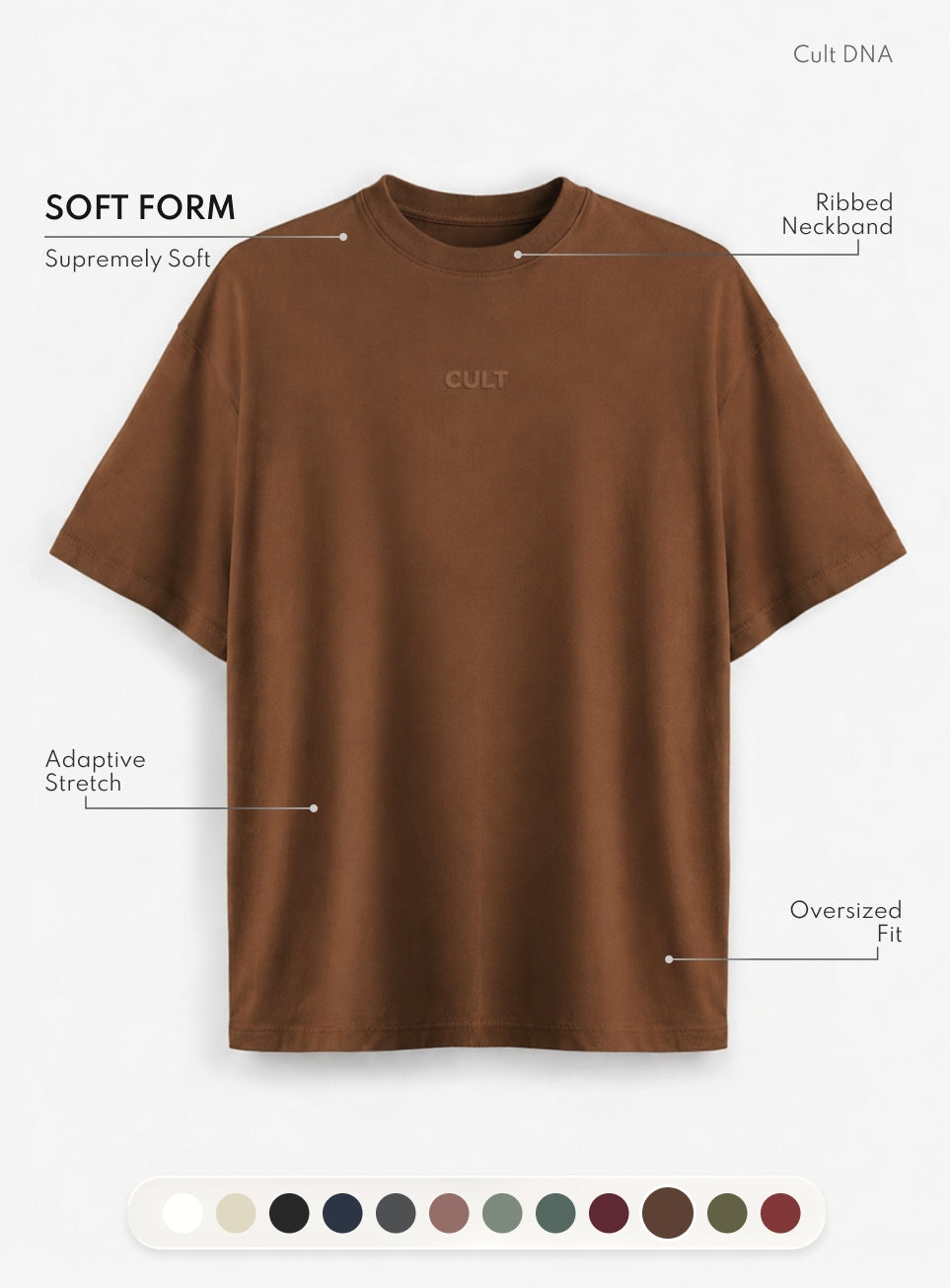 Men's Brown Soft Form Oversized T-shirt