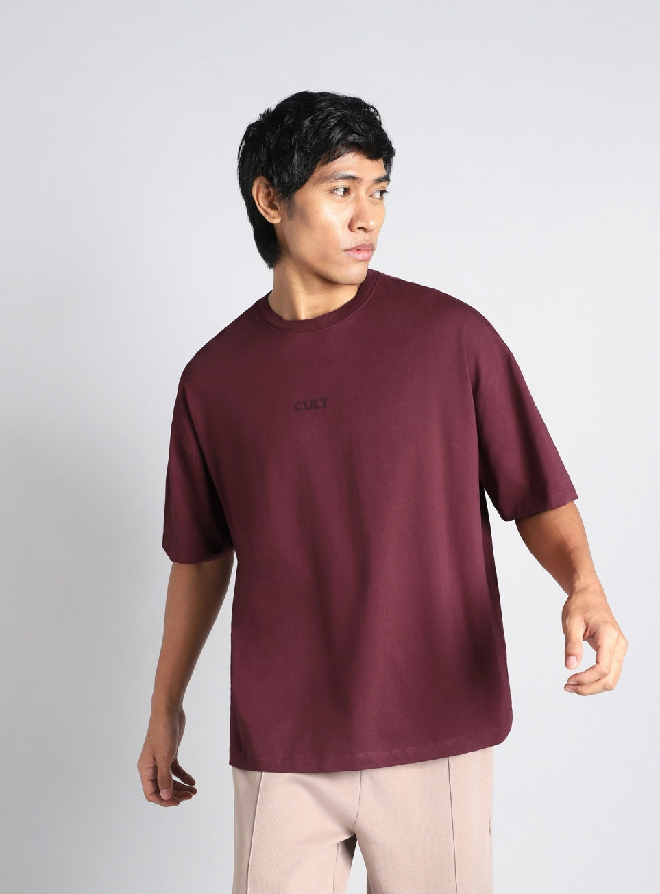 Men's Maroon Soft Form Oversized T-shirt