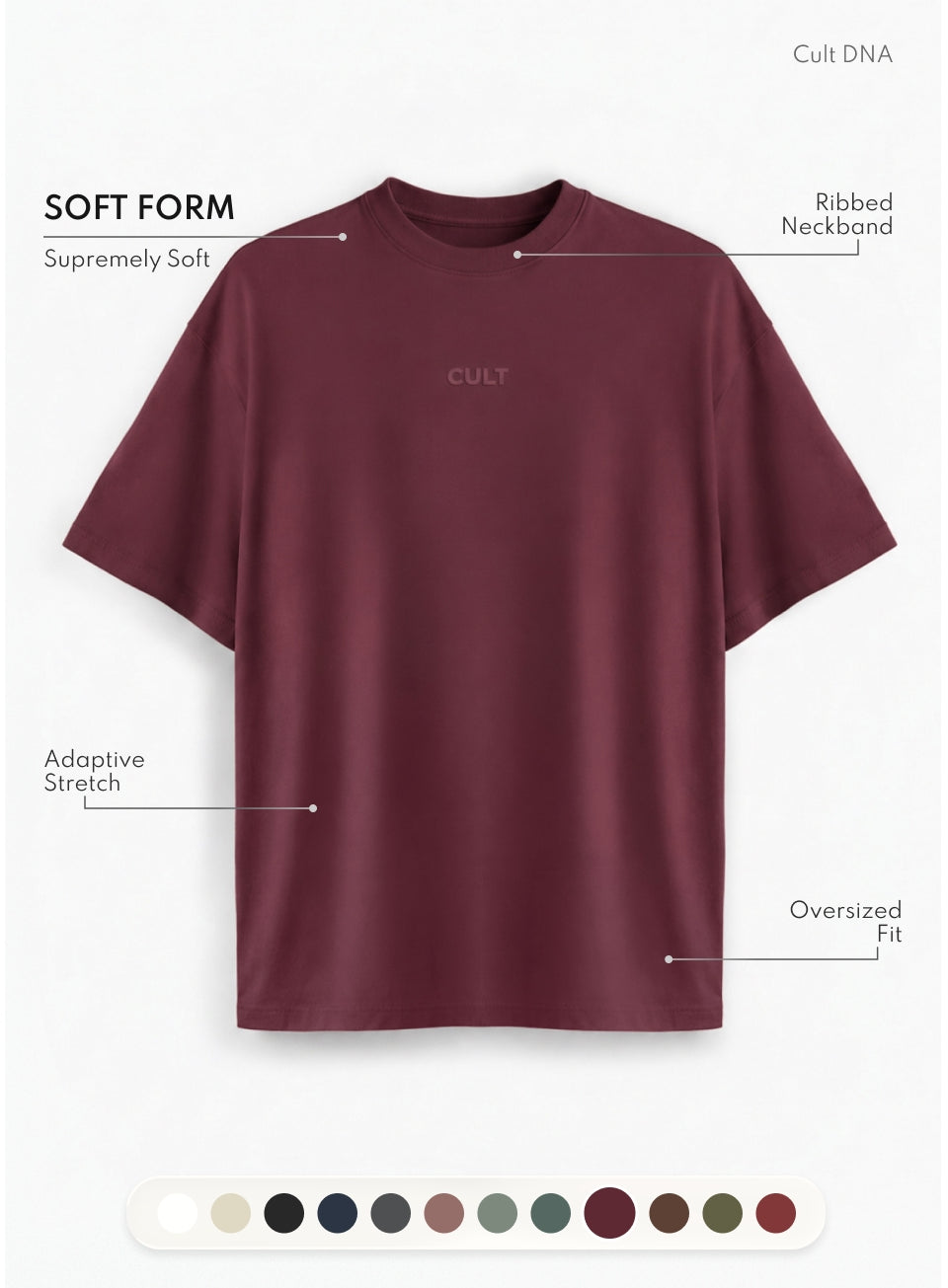 Men's Maroon Soft Form Oversized T-shirt