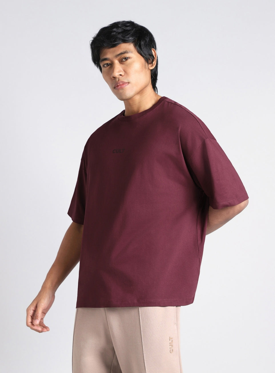 Men's Maroon Soft Form Oversized T-shirt